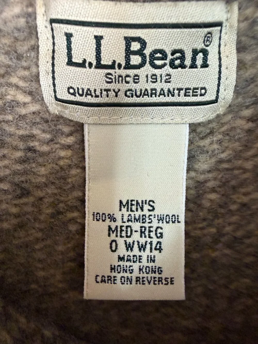 L.L.Bean 100% Lambswool Men's M  Crewneck Sweater Brown Heather Electric Grandpa